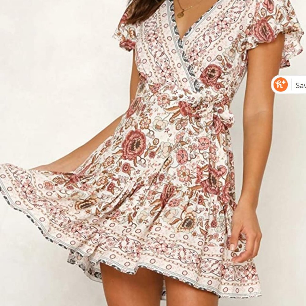 ZESICA Women’s Summer Wrap V Neck Bohemian Floral